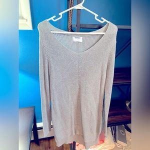 Tunic Sweater with Wide V-Neck